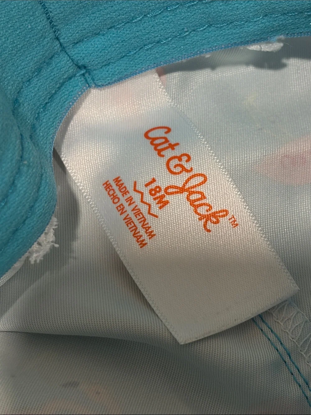 Cat & Jack Teal Swim Shorts with Pink Flamingo Pattern